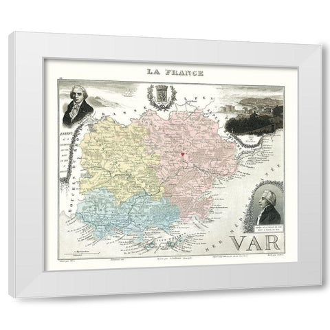 Var Department France - Migeon 1869 White Modern Wood Framed Art Print by Migeon