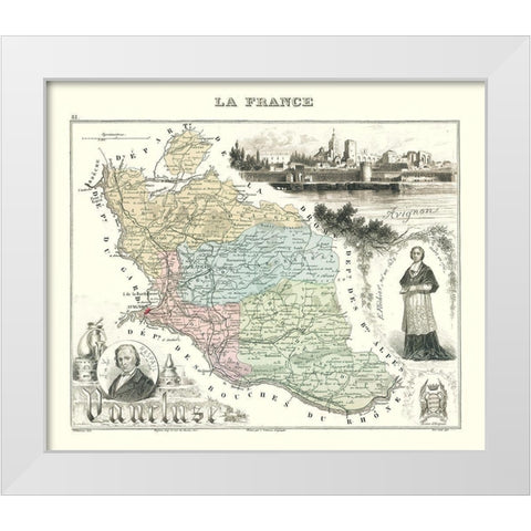 Vaucluse Department France - Migeon 1869 White Modern Wood Framed Art Print by Migeon