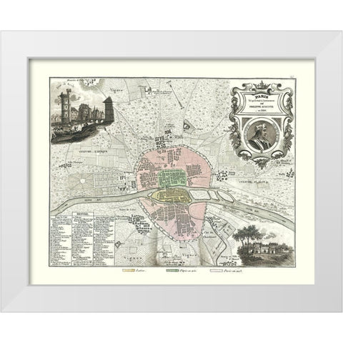 Paris France 1180 - Migeon 1869 White Modern Wood Framed Art Print by Migeon