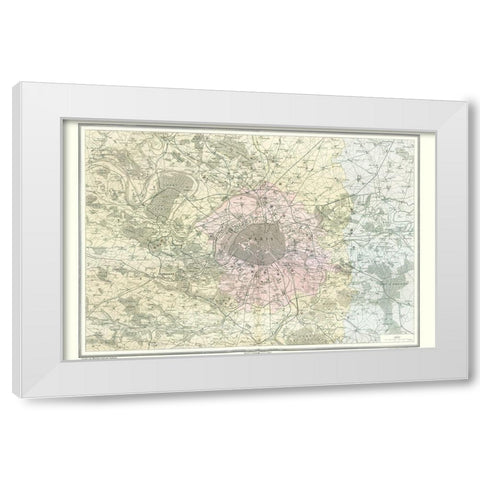 Paris France Region - Migeon 1869 White Modern Wood Framed Art Print by Migeon