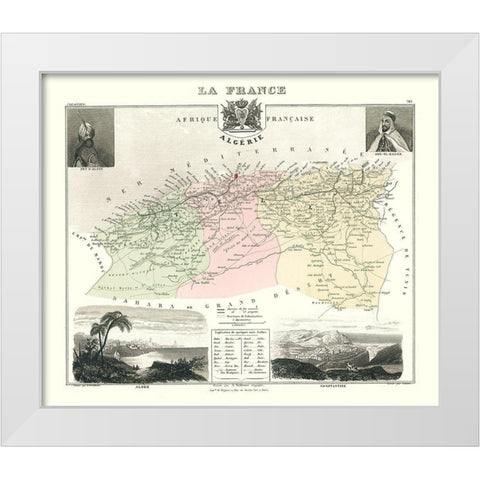 Mediterranean Algeria - Migeon 1869 White Modern Wood Framed Art Print by Migeon