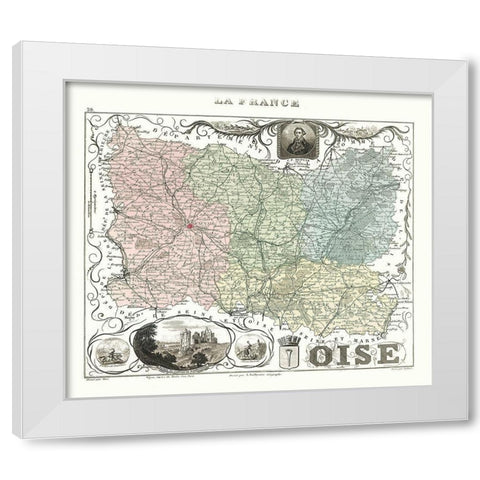 Seine et Oise Department France - Migeon 1869 White Modern Wood Framed Art Print by Migeon
