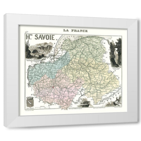 Haute Savoie Department France - Migeon 1869 White Modern Wood Framed Art Print by Migeon