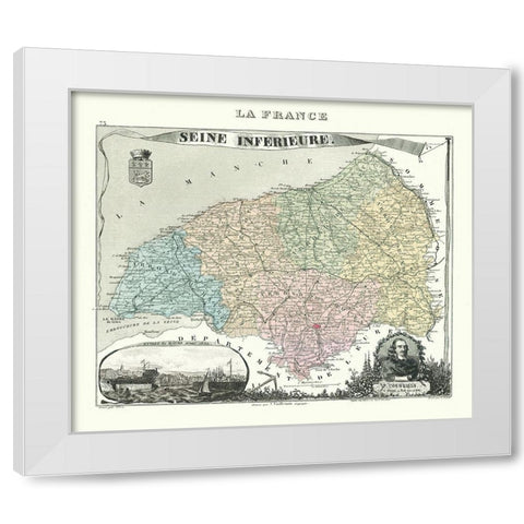 Seine Inferieure Department France - Migeon 1869 White Modern Wood Framed Art Print by Migeon