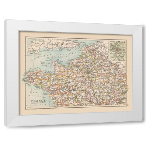 Northern France - Bartholomew 1892 White Modern Wood Framed Art Print by Bartholomew