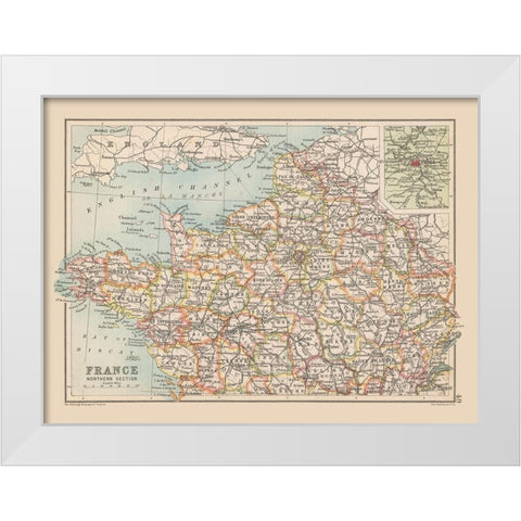 Northern France - Bartholomew 1892 White Modern Wood Framed Art Print by Bartholomew
