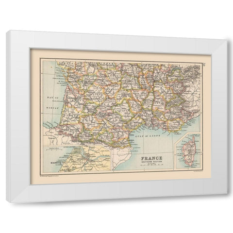Southern France - Bartholomew 1892 White Modern Wood Framed Art Print by Bartholomew