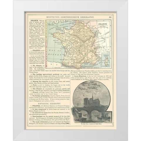 France - Monteith 1882 White Modern Wood Framed Art Print by Monteith