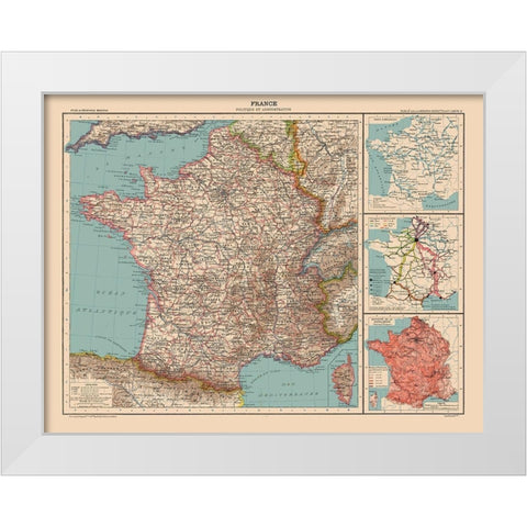 Political France - Schrader 1908 White Modern Wood Framed Art Print by Schrader