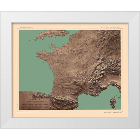 Relief France - Schrader 1908 White Modern Wood Framed Art Print by Schrader