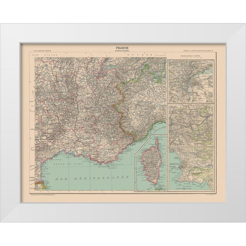 South East France - Schrader 1908 White Modern Wood Framed Art Print by Schrader