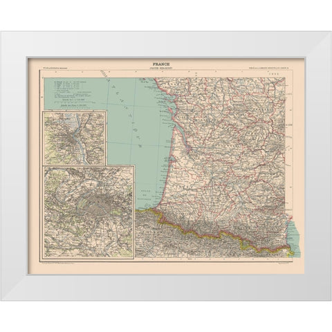 South West France - Schrader 1908 White Modern Wood Framed Art Print by Schrader