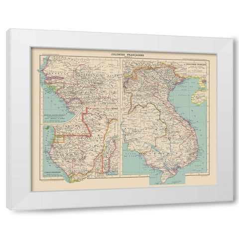 French Colonies France - Schrader 1908 White Modern Wood Framed Art Print by Schrader