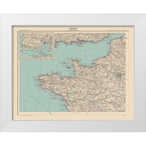 North West France - Schrader 1908 White Modern Wood Framed Art Print by Schrader