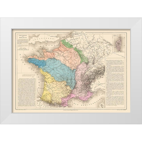 Physical France - Drioux 1882 White Modern Wood Framed Art Print by Drioux
