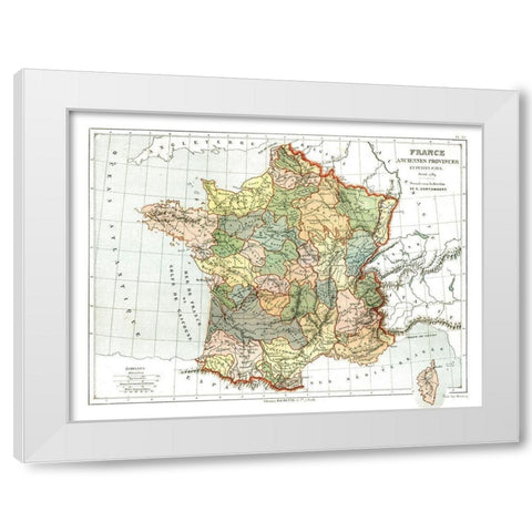 Ancient Provinces of France - Cortambert 1880 White Modern Wood Framed Art Print by Cortambert