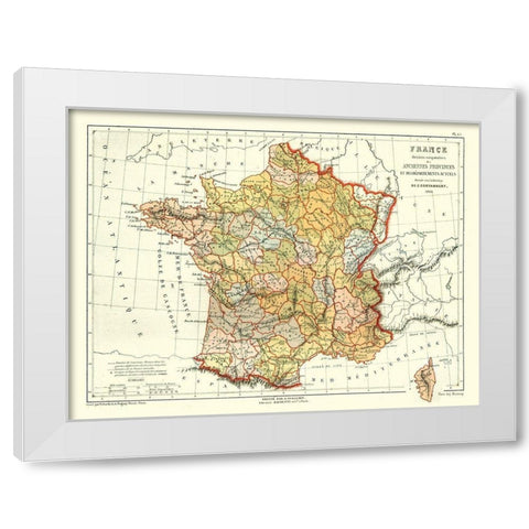 Ancient Provinces of France - Cortambert 1868 White Modern Wood Framed Art Print by Cortambert