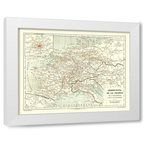 Railroads France - Cortambert 1880 White Modern Wood Framed Art Print by Cortambert