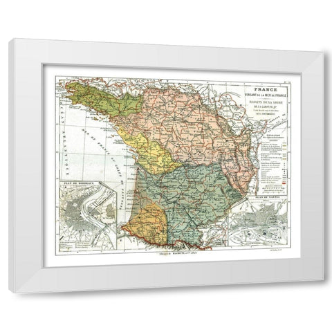 Basins of Loire France - Cortambert 1880 White Modern Wood Framed Art Print by Cortambert