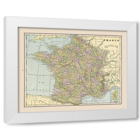 France - Cram 1892 White Modern Wood Framed Art Print by Cram