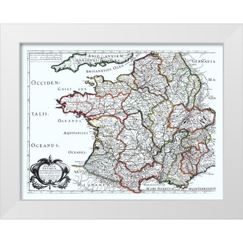 Ancient France - Sanson 1641 White Modern Wood Framed Art Print by Sanson