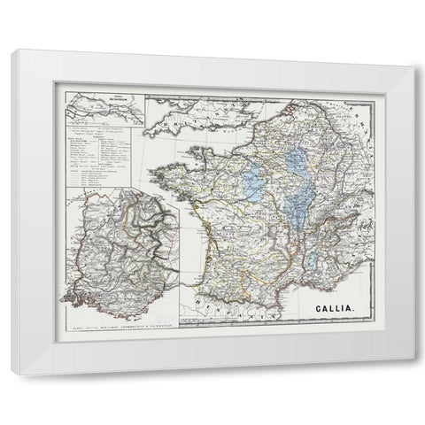 Gallia France - Spruner 1865 White Modern Wood Framed Art Print by Spruner