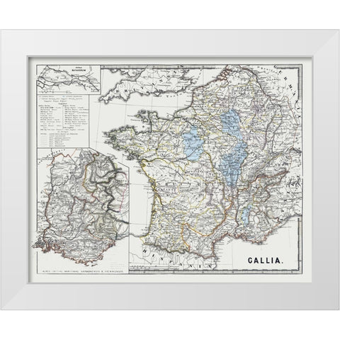 Gallia France - Spruner 1865 White Modern Wood Framed Art Print by Spruner