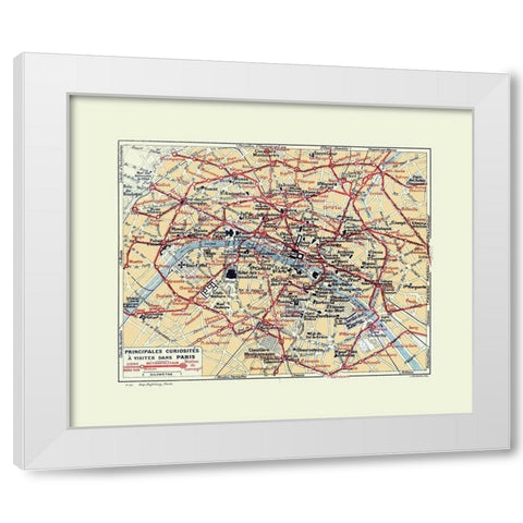 Tourist Attractions Paris France - Hermann 1921 White Modern Wood Framed Art Print by Hermann