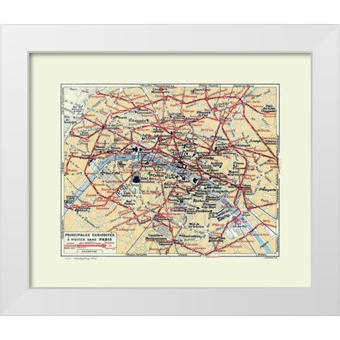 Tourist Attractions Paris France - Hermann 1921 White Modern Wood Framed Art Print by Hermann