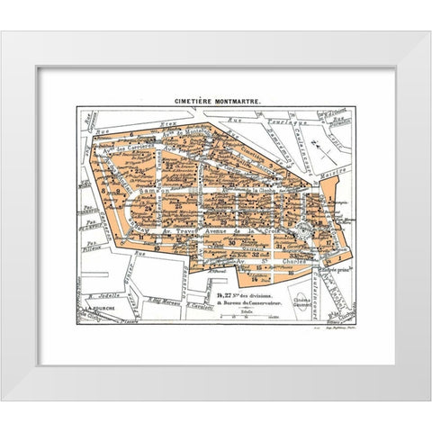 Montmartre Cemetery Paris France - Blue Guides White Modern Wood Framed Art Print by Blue Guides