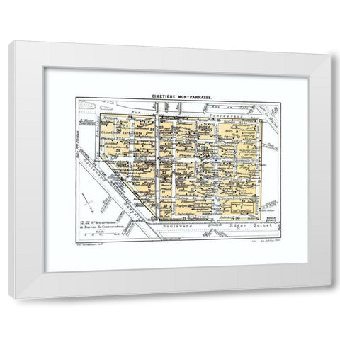 Montparnasse Cemetery Paris France White Modern Wood Framed Art Print by Blue Guides