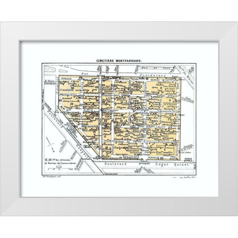 Montparnasse Cemetery Paris France White Modern Wood Framed Art Print by Blue Guides