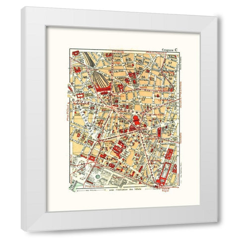 Northern Paris France - Blue Guides 1921 White Modern Wood Framed Art Print by Blue Guides