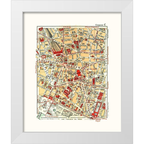Northern Paris France - Blue Guides 1921 White Modern Wood Framed Art Print by Blue Guides