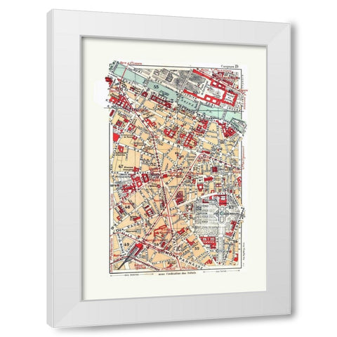 Central Paris France - Blue Guides 1921 White Modern Wood Framed Art Print by Blue Guides