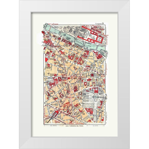 Central Paris France - Blue Guides 1921 White Modern Wood Framed Art Print by Blue Guides