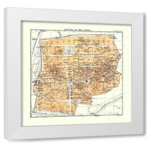 Pere Lachaise Cemetery Paris France White Modern Wood Framed Art Print by Blue Guides