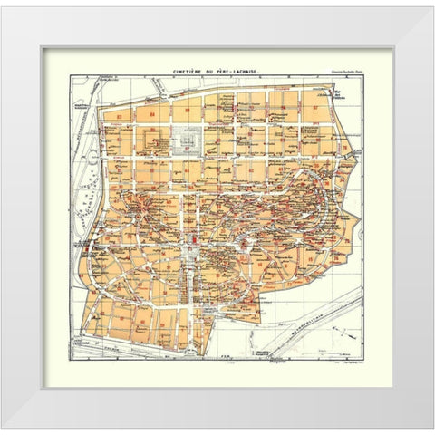 Pere Lachaise Cemetery Paris France White Modern Wood Framed Art Print by Blue Guides