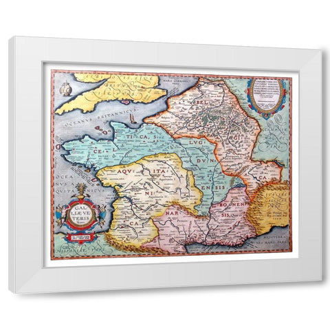 Ancient France - Ortelius 1570 White Modern Wood Framed Art Print by Ortelius