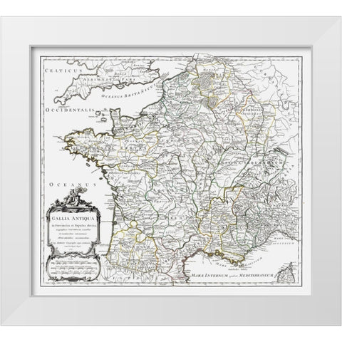 Ancient France - Vaugondy 1757 White Modern Wood Framed Art Print by Vaugondy