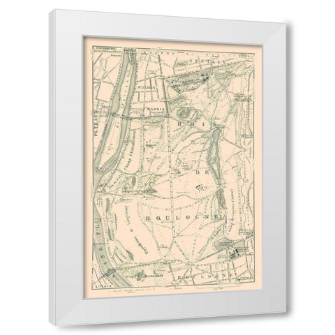 Bois de Boulogne Paris France - Baedeker 1911 White Modern Wood Framed Art Print by Baedeker