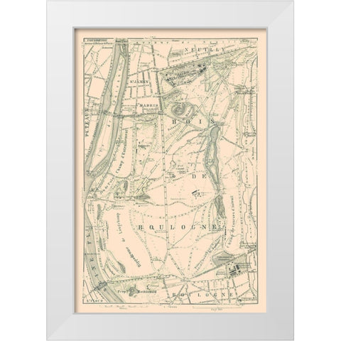 Bois de Boulogne Paris France - Baedeker 1911 White Modern Wood Framed Art Print by Baedeker