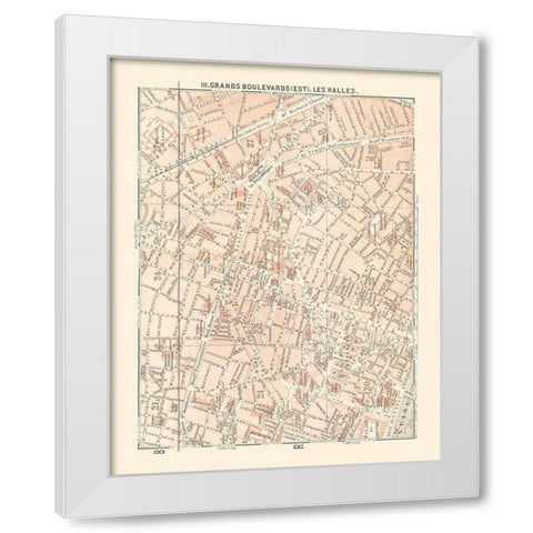 Les Halles Paris France - Baedeker 1911 White Modern Wood Framed Art Print by Baedeker