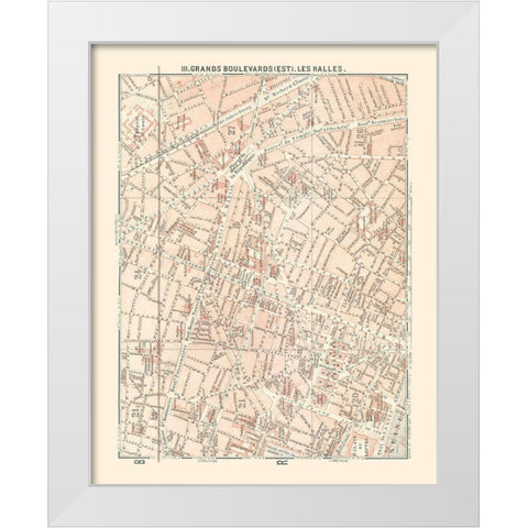 Les Halles Paris France - Baedeker 1911 White Modern Wood Framed Art Print by Baedeker