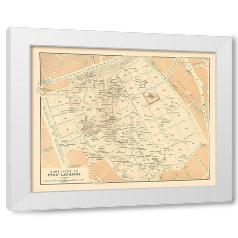 Pere Lachaise Cemetery Paris France - Baedeker White Modern Wood Framed Art Print by Baedeker