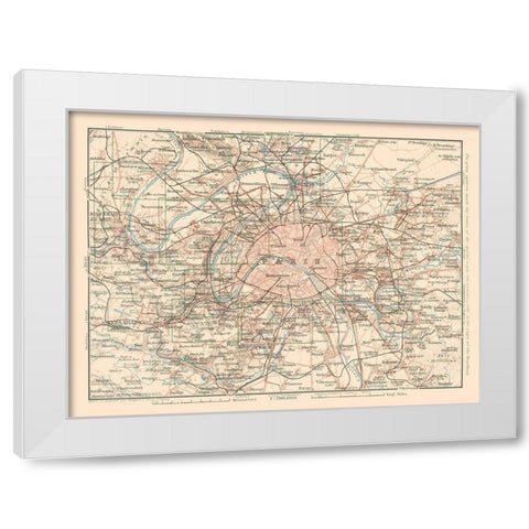 Paris France - Baedeker 1911 White Modern Wood Framed Art Print by Baedeker