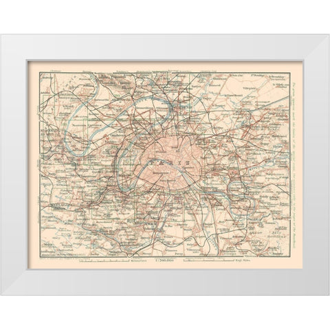 Paris France - Baedeker 1911 White Modern Wood Framed Art Print by Baedeker