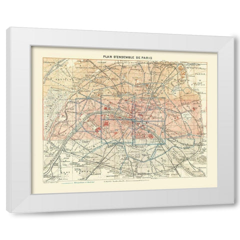 Paris France - Baedeker 1911 White Modern Wood Framed Art Print by Baedeker