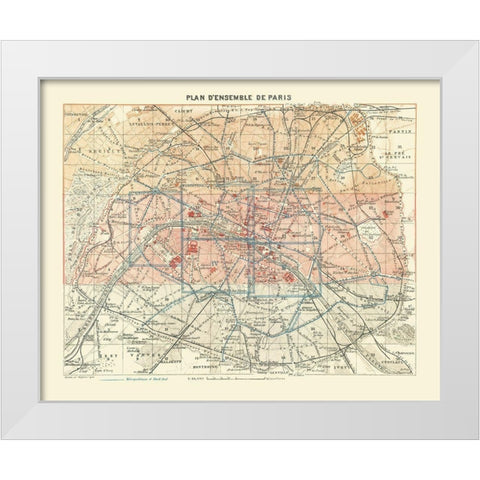 Paris France - Baedeker 1911 White Modern Wood Framed Art Print by Baedeker