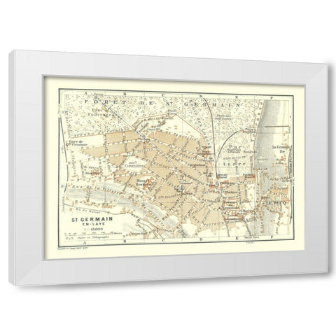 Saint Germain en Laye Paris France - Baedeker 1911 White Modern Wood Framed Art Print by Baedeker